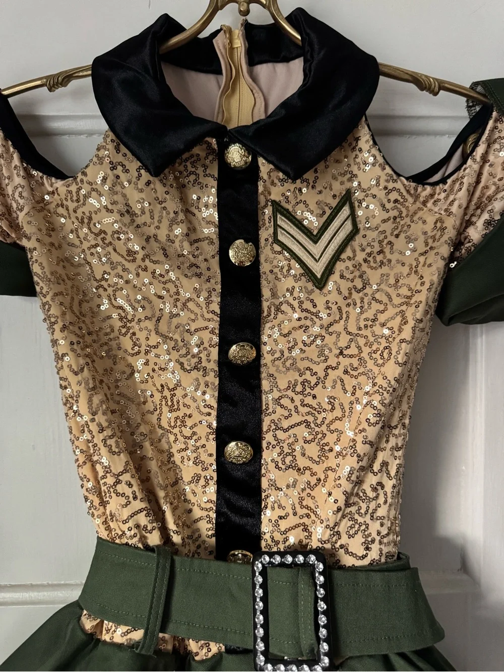 Weissman Mighty Wings LC Military Dance Costume Gold Sequin Green